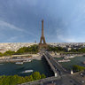 Eiffel tower, paris, aerial footage, 360